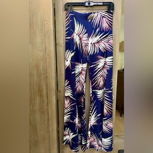 Veronica M Tropical Print Wide-Leg Pants XS